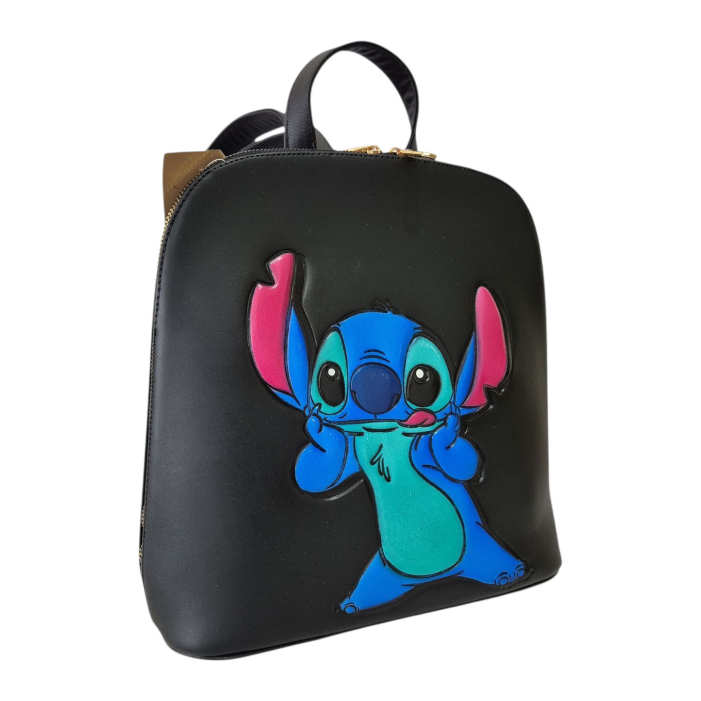 Mochila negra con diseño divertido de personaje animado