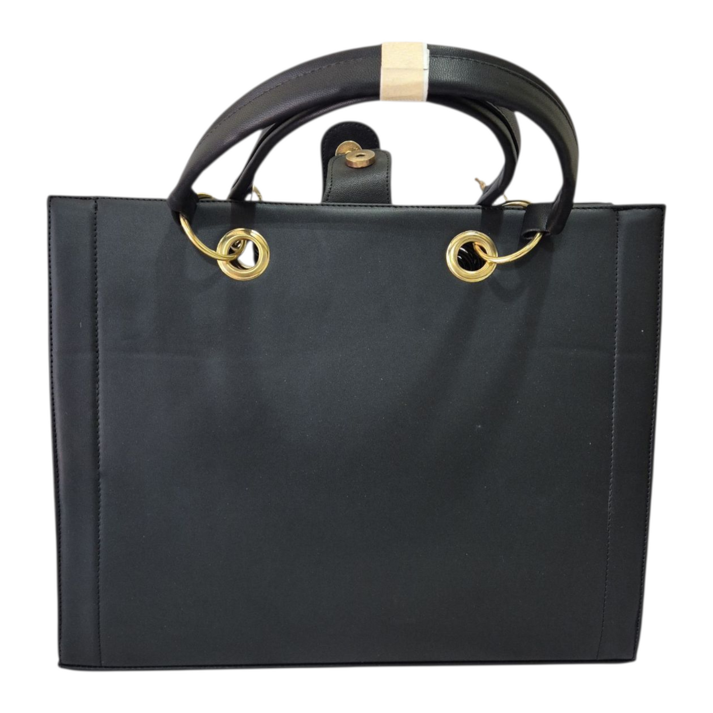 Bolsa artesanal negra con diseño colorido grabado a mano