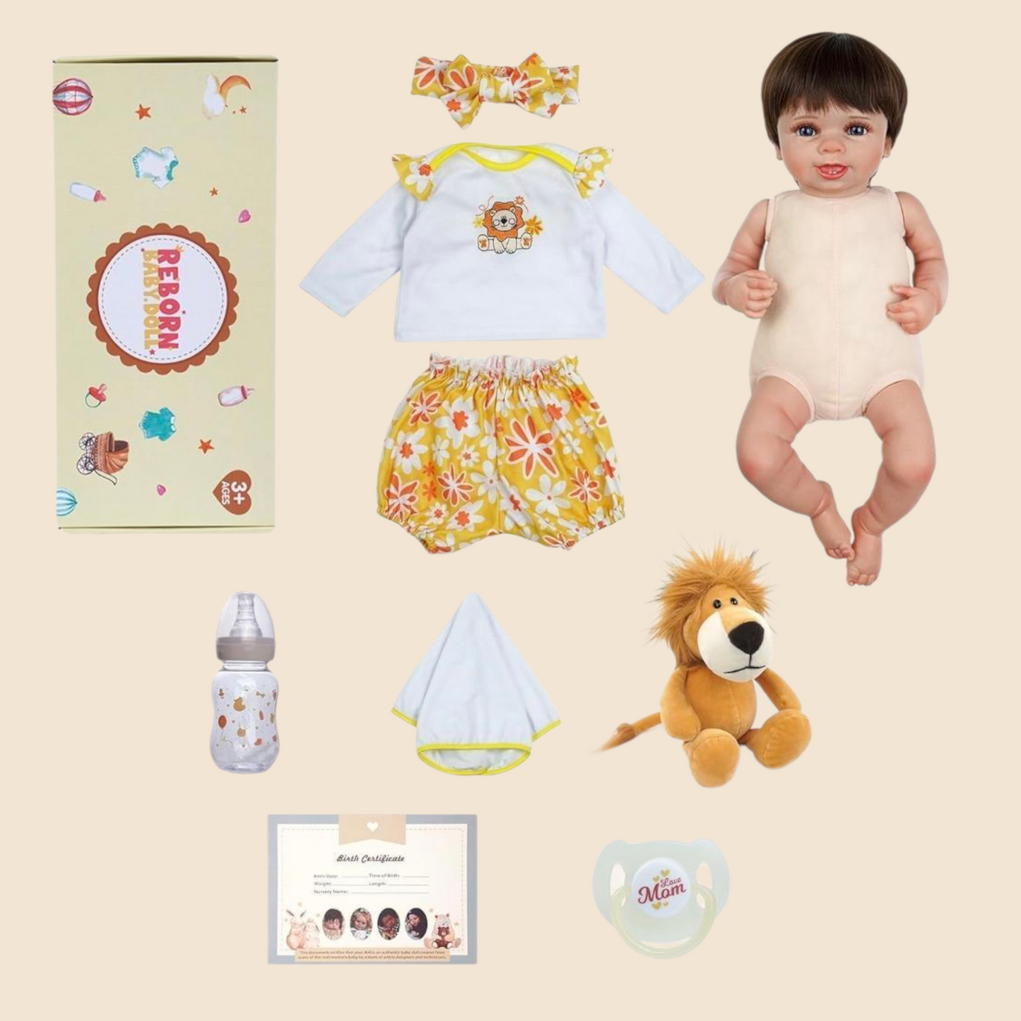 Muñeca Reborn 50cm – Bebé Realista de Vinilo Suave con Accesorios