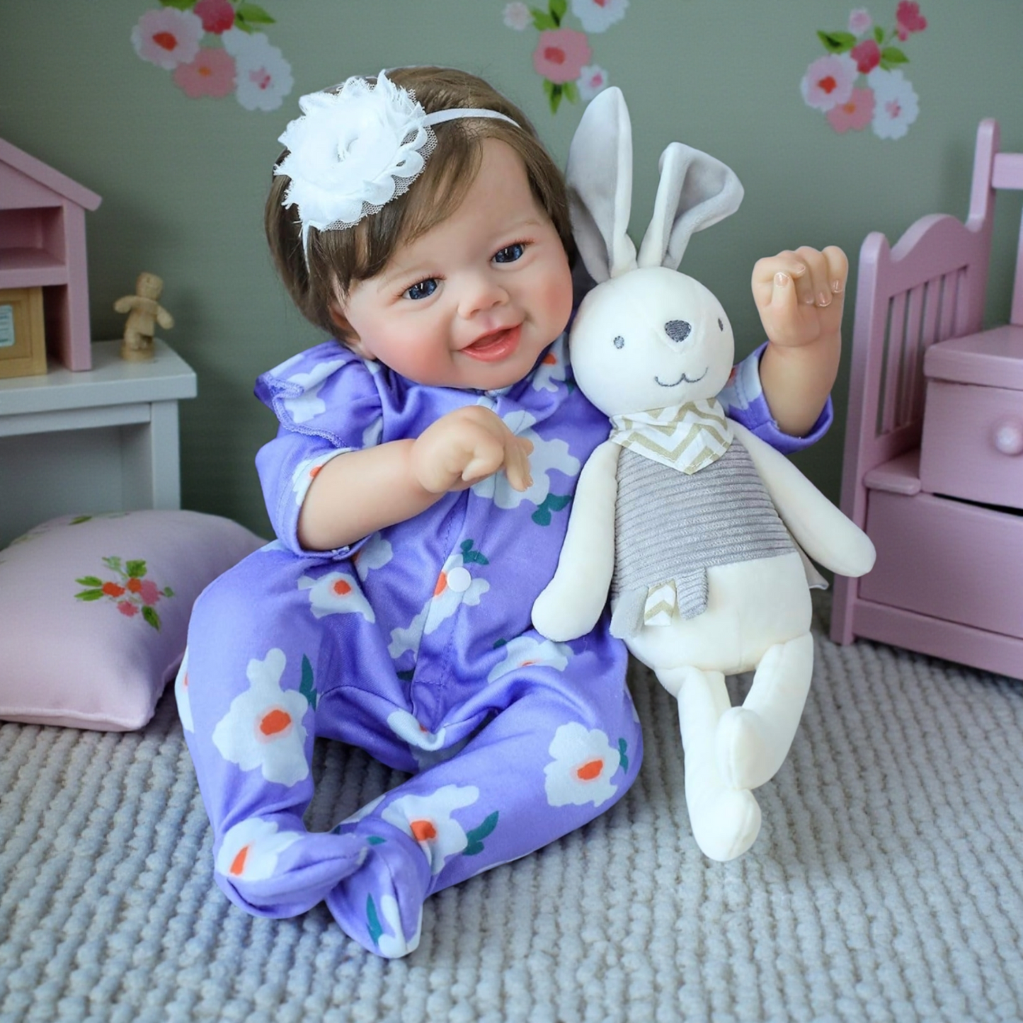 Muñeca Reborn Bebé Realista de 50 cm | Muñeca Recién Nacida Sonriente con Sensación Real