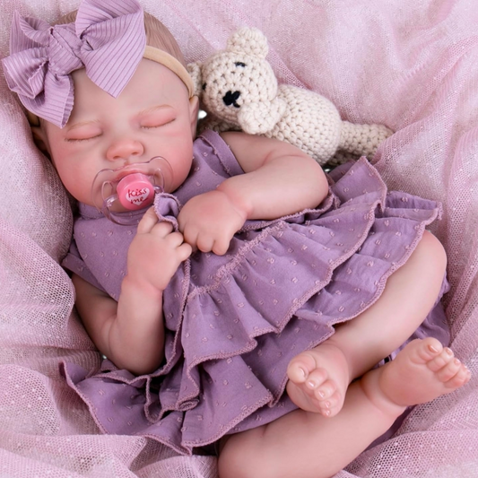 Muñeca Reborn Realista Bebé Dormido 51 cm con Set de Regalo y Accesorios