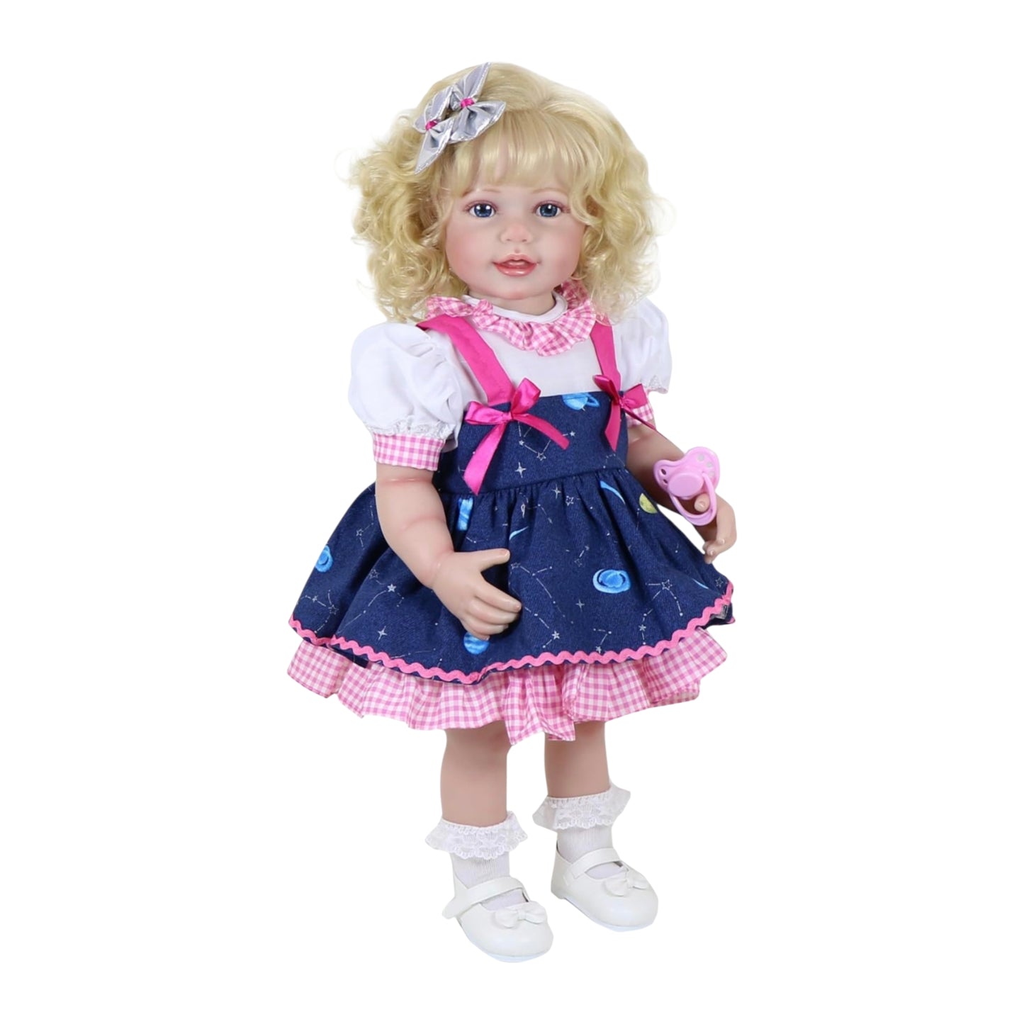 Muñeca Bebé Reborn Realista 50 cm de Vinil con Cabello Rubio Rizado