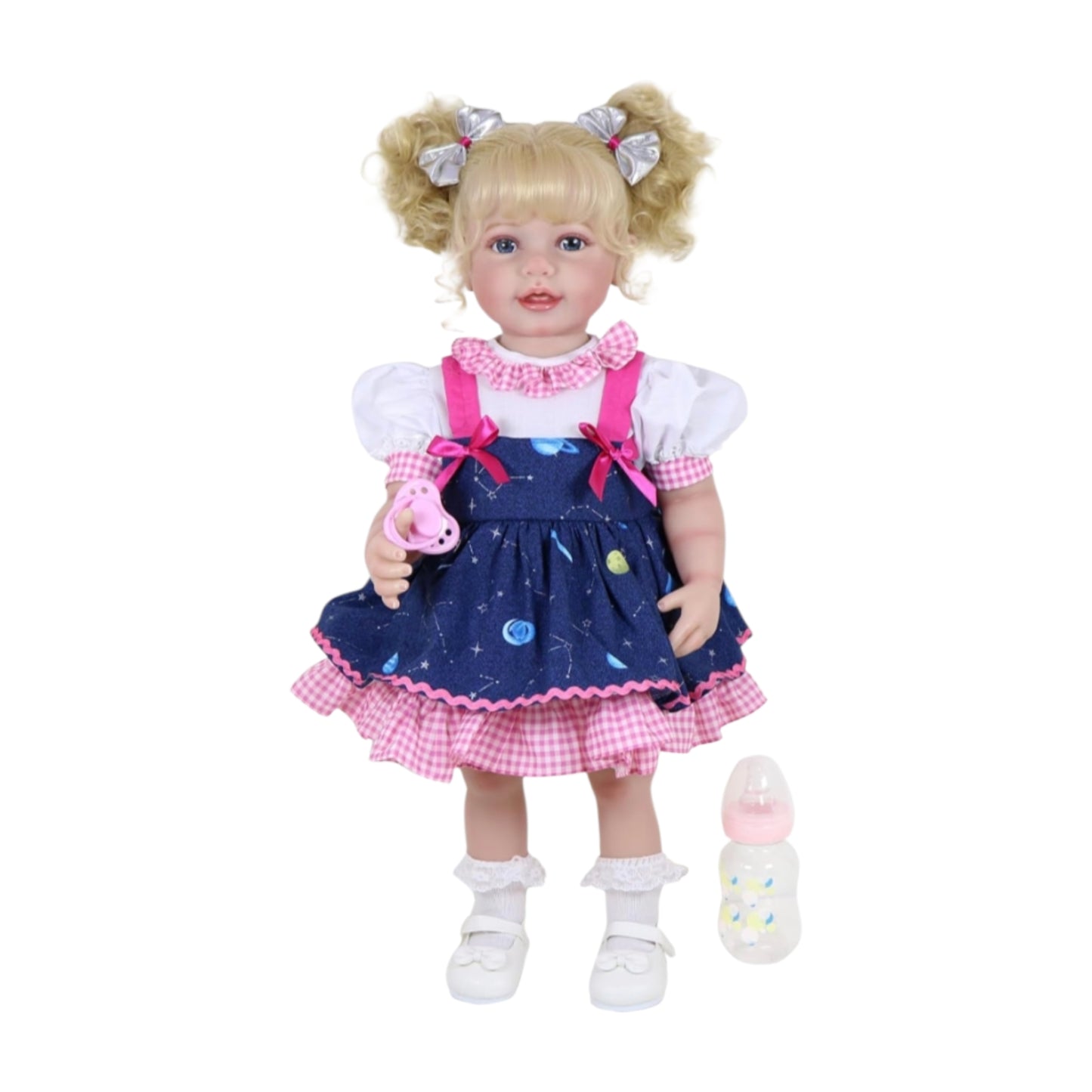 Muñeca Bebé Reborn Realista 50 cm de Vinil con Cabello Rubio Rizado