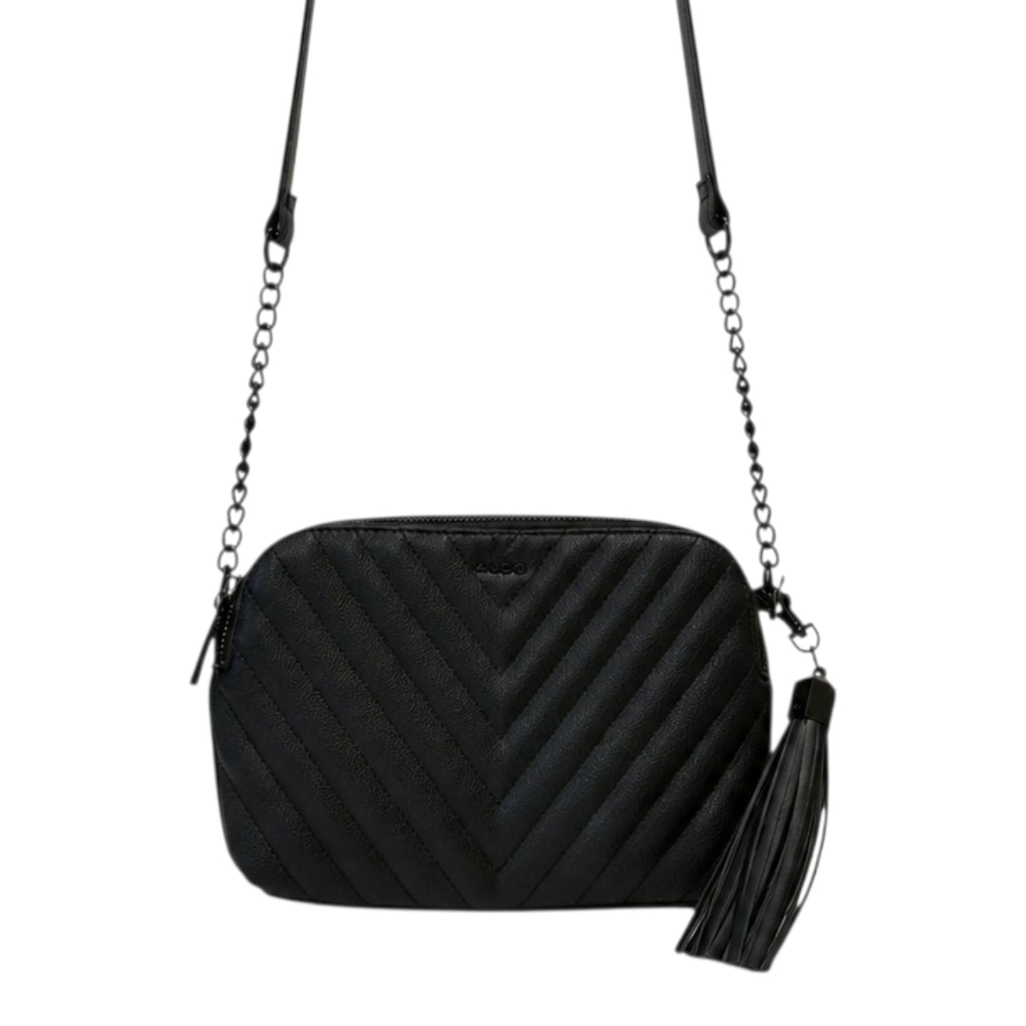 Bolsa Aldo Negra Crossbody Acolchada con Dos Compartimentos