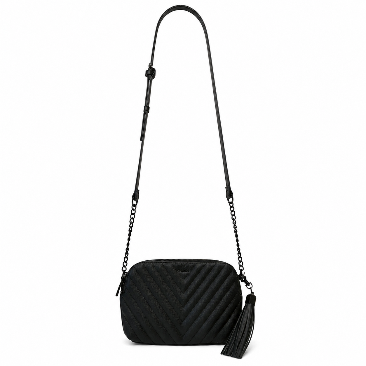 Bolsa Aldo Negra Crossbody Acolchada con Dos Compartimentos