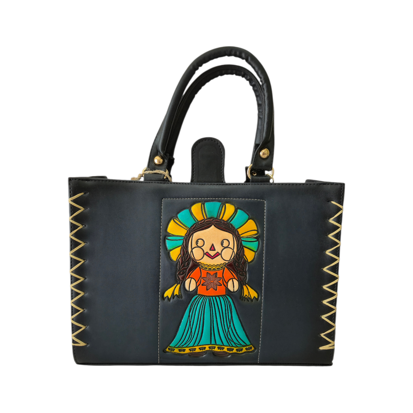 Bolsa Artesanal con Muñeca Lele Tradicional Grabada – Hecha a Mano