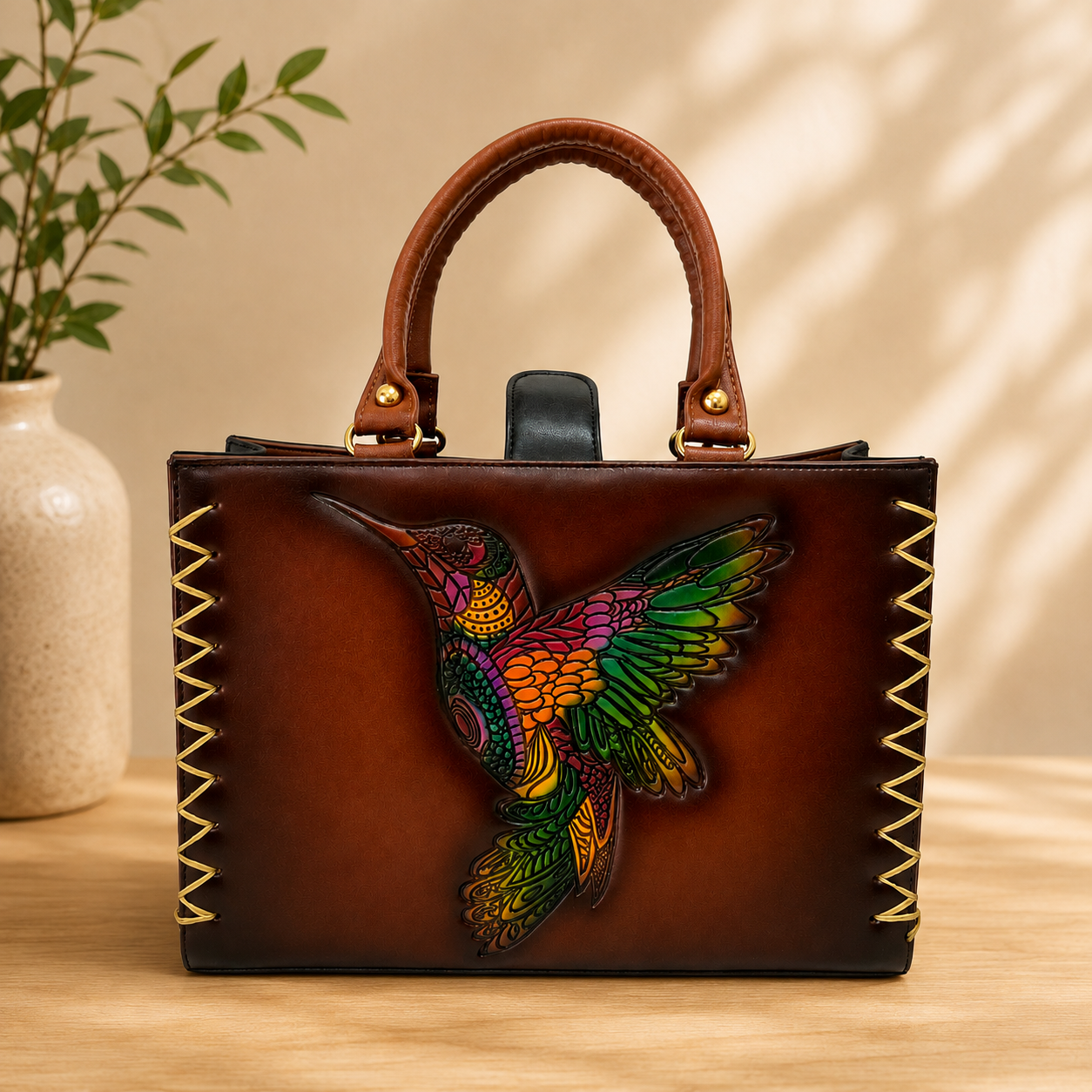 Handmade Handbag with Sunflowers and Butterflies
