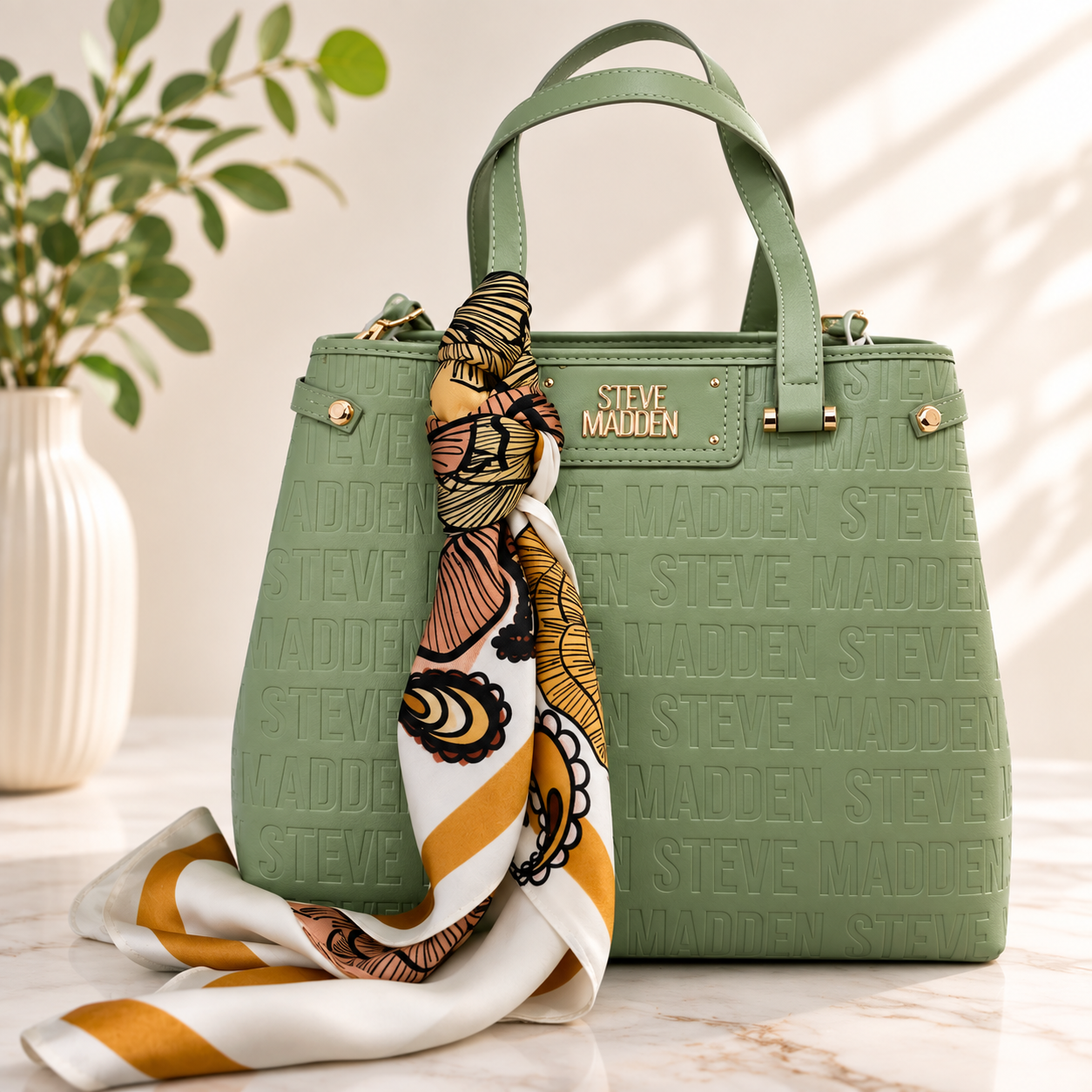 Bolsa Steve Madden Verde con 3 Compartimentos y Pañuelo