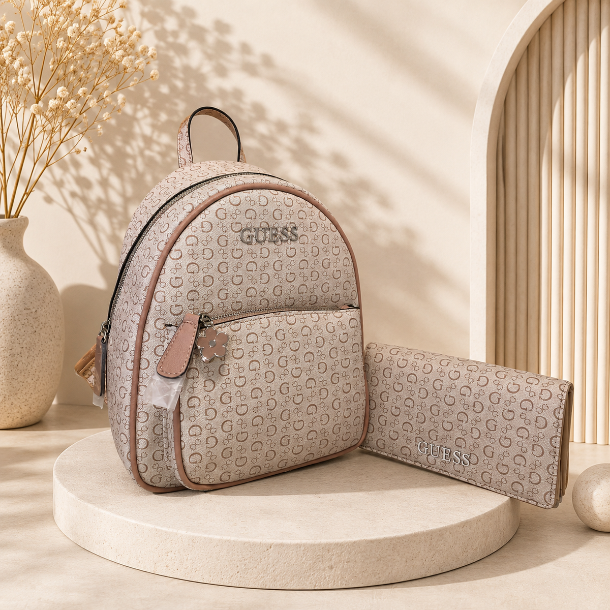 Mochila Guess Rosa Monograma con Cartera Incluida