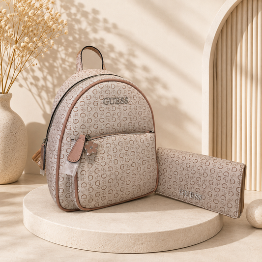 Mochila Guess Rosa Monograma con Cartera Incluida
