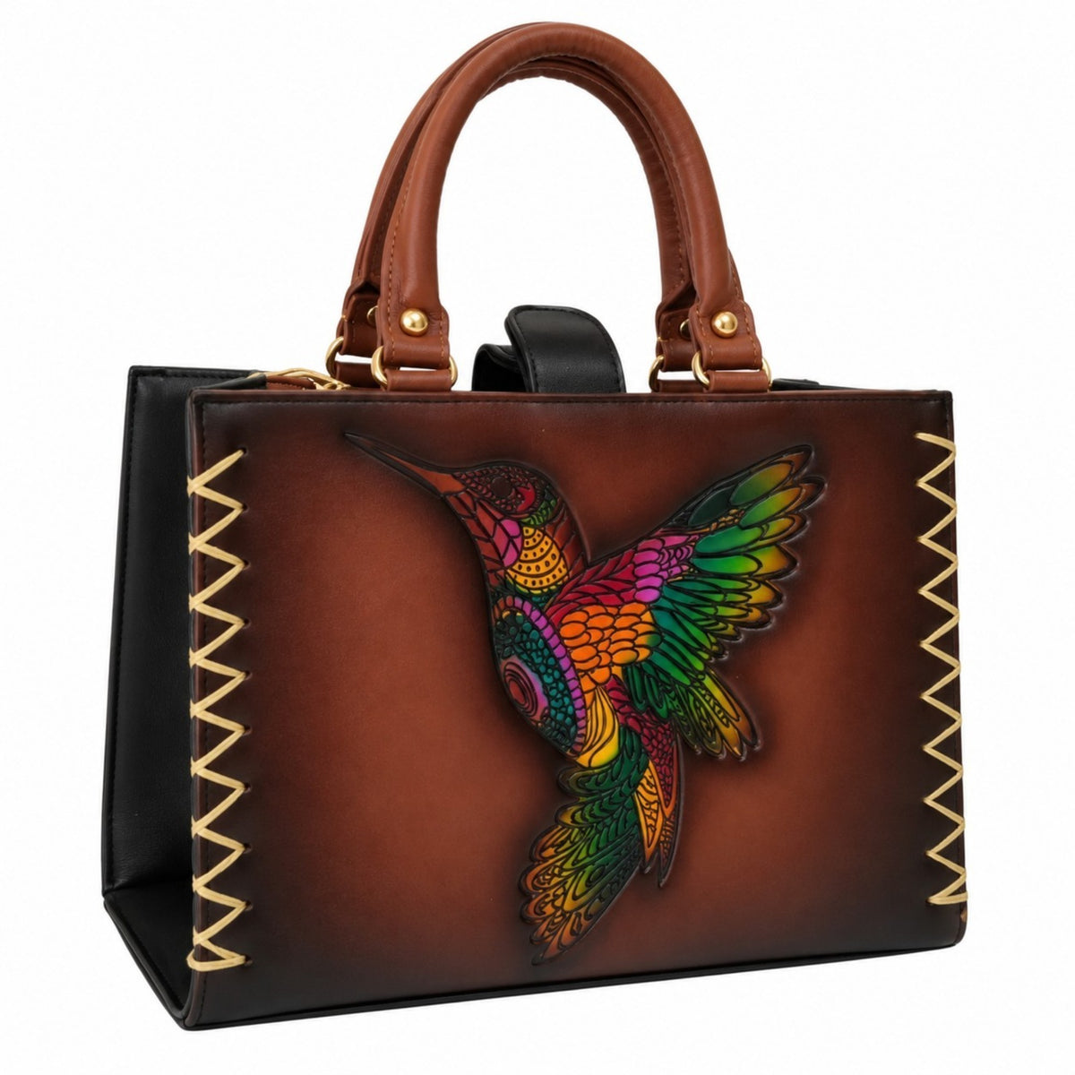 Bolsa Tote Artesanal para Mujer con Colibrí en Relieve | Set de 2 Piezas
