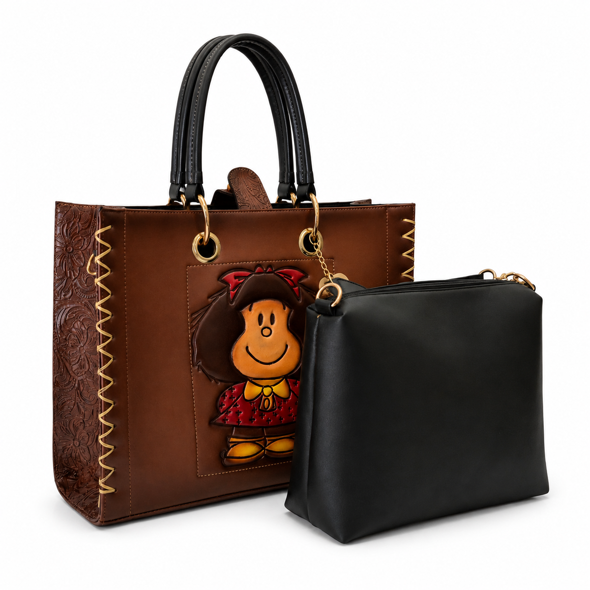 Bolso Tote Artesanal con Mafalda y Crossbody Incluida