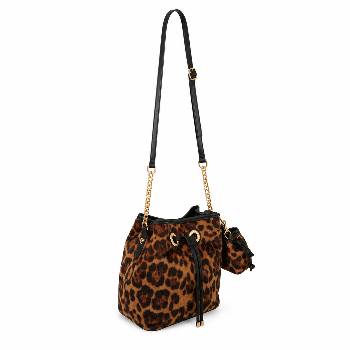 Bolso Bucket Juicy Couture Estampado Leopardo con Mini Bolsa Desmontable