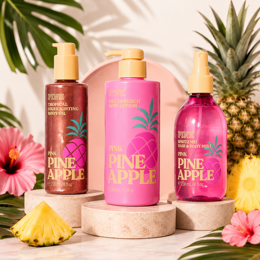 Victoria’s Secret PINK Pineapple Set 3 Piezas – Body Oil, Loción y Bruma