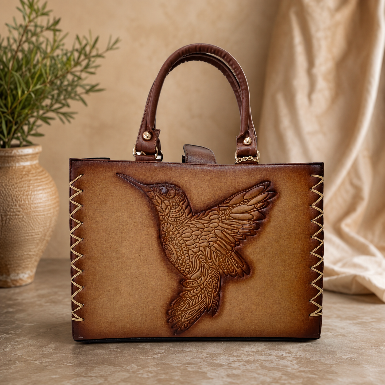 Handmade Handbag with Sunflowers and Butterflies